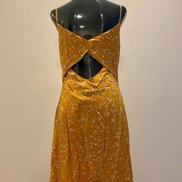 ICHI Floral Yellow Dress Sz 42 Cottagecore Spring Slip Dress - Picture 4 of 11